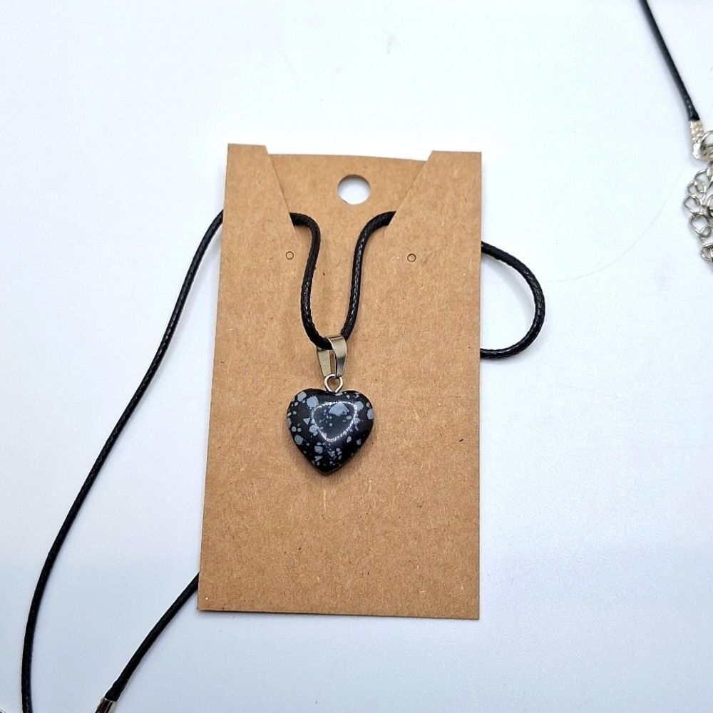 Black heart necklace jasper stone